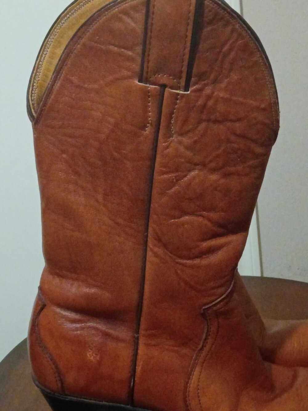 Vintage Justin Western Style L4417 Womens Sz 5B Cowboy Boots Brown Stacked Heel - Picture 5 of 13